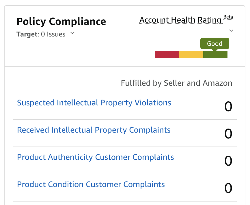 amazon seller account performance health seller central